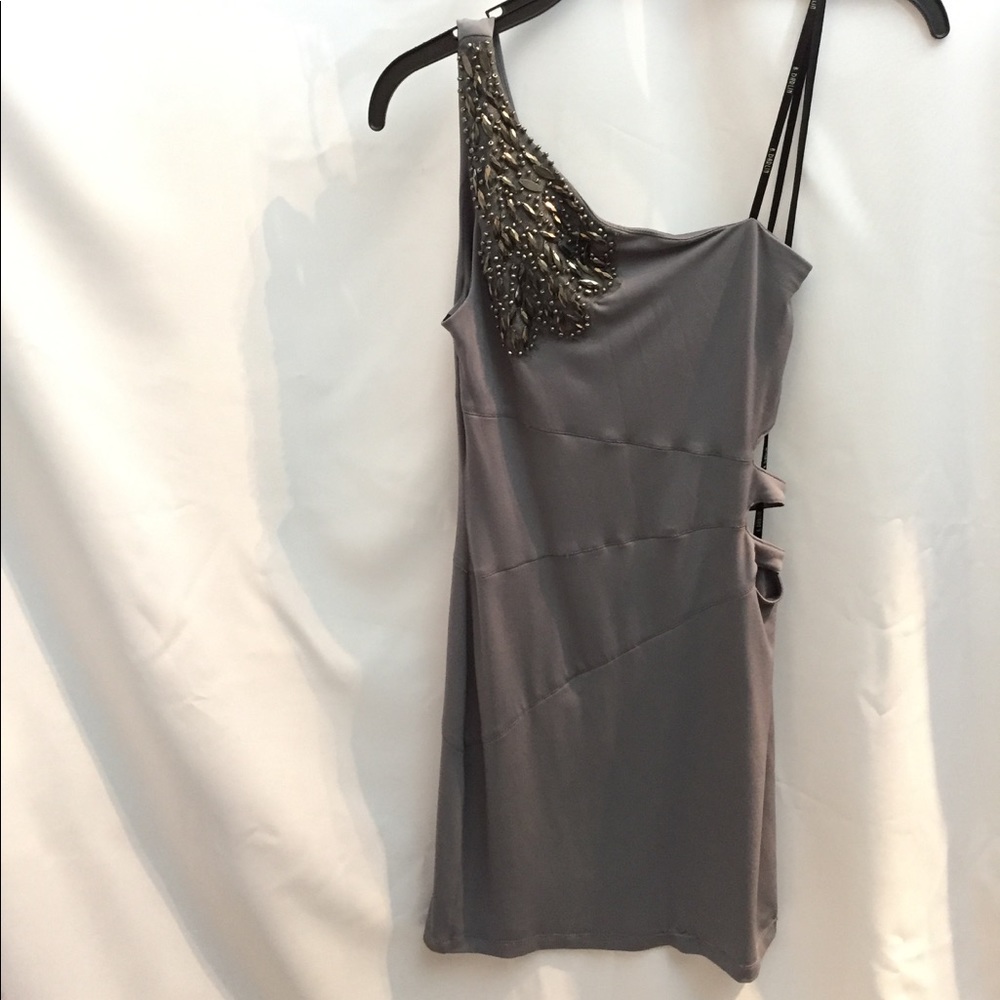 Gray one shoulder dress